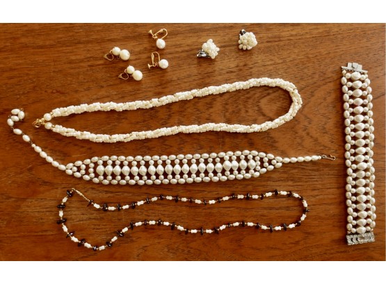 Vintage Napier Fresh Water Pearl Multistrand And Other Faux Pearl Pieces