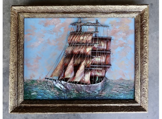 Large Artwork With Dimensional Ship