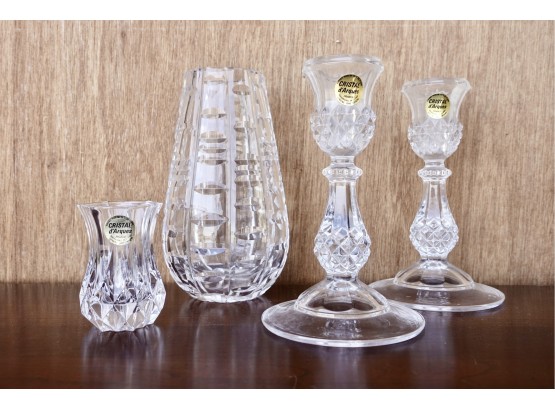 Crystal Candle Holders And Vase