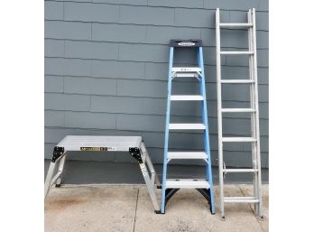 3 Ladders - 14ft Extension, 6ft Fiberglass, Adjustable Work Bench