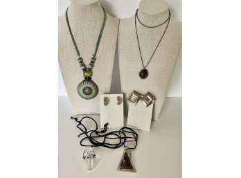 Necklaces And Post Earrings Including Some Sterling, Stones, And Crystal