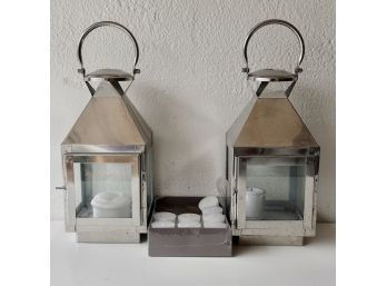 2 Candle Lanterns And Candles