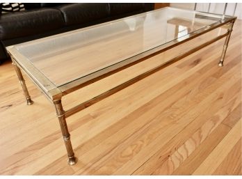 Brass Finish And Glass Coffee Table