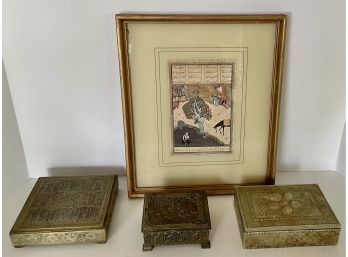 Middle Eastern Art And Metal Trinket Boxes