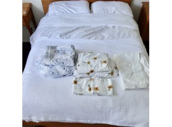 Full Size Bedding Including West Elm Blanket, 2 Garnet Hill Sheet Sets , Lands End Down Comforter & More