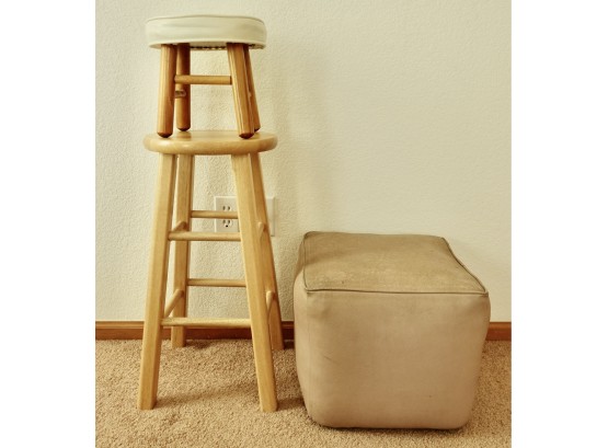 2 Stools And A Mid Century Pouf