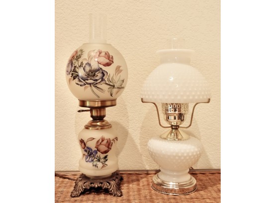 Vintage Glass Lamps With 3 Way Lights