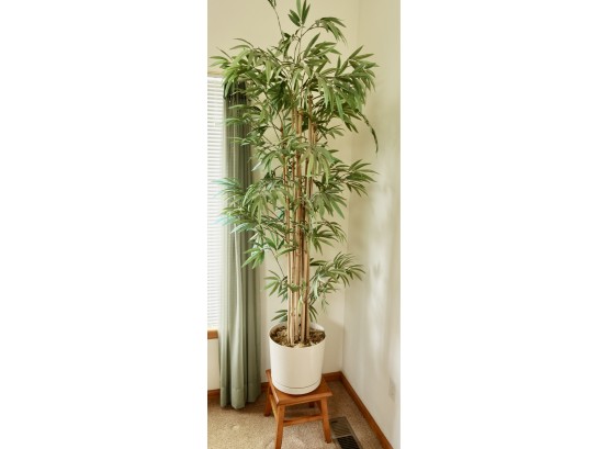 Faux Bamboo Plant On Stool