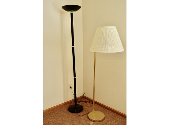 2 Floor Lamps, One Is Vintage Brass Swing Arm