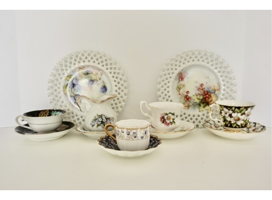Pretty Plates, Teacups, And Creamer
