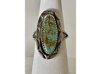 Native American Turquoise And Sterling Ring With Hallmark