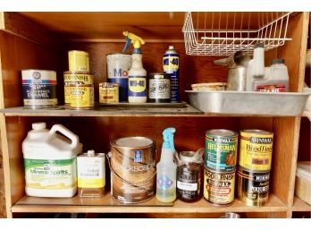 Cans Of Stain, Polyurethane, Mineral Spirits, Wd-40