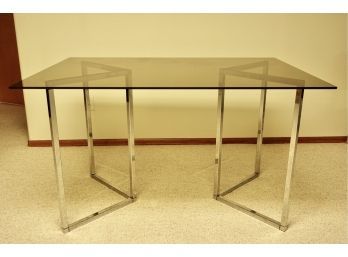 Gorgeous Smoked Glass Top And Chrome Base Dining Table