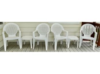 4 Plastic Stacking Lawn Chairs With Tables