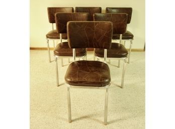 6 Vintage Louisville Chair Company Chrome Chairs In Good Shape