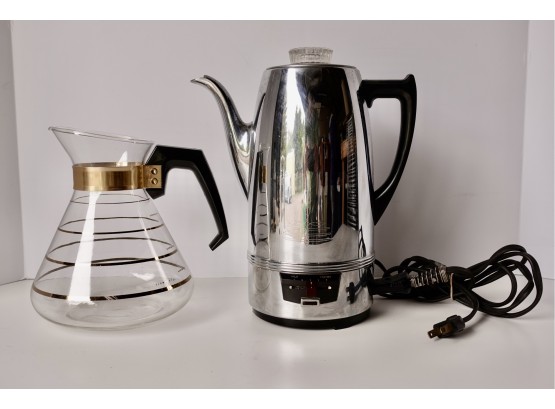 Mid Century Flame Proof Glass Coffee Pot And Univerisal Coffeematic Purculator