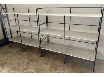 Pair Of Wicker And Metal Shelves