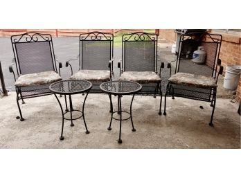 4 Iron Patio Chairs With 2 Tables