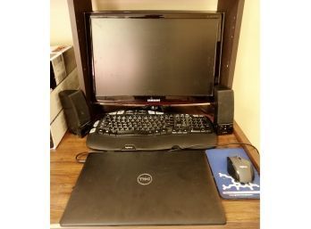 Dell Inspiron Laptop With Monitor, Keyboard, Mouse, And Speakers