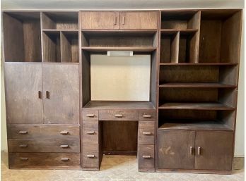 Vintage Wood Wall Unit Middle Section