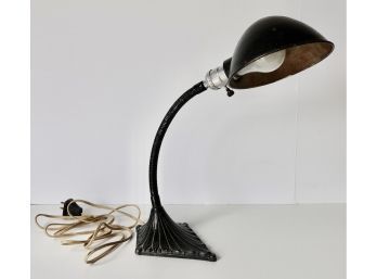 Vintage Goose Neck Metal Desk Lamp - Tested And Works