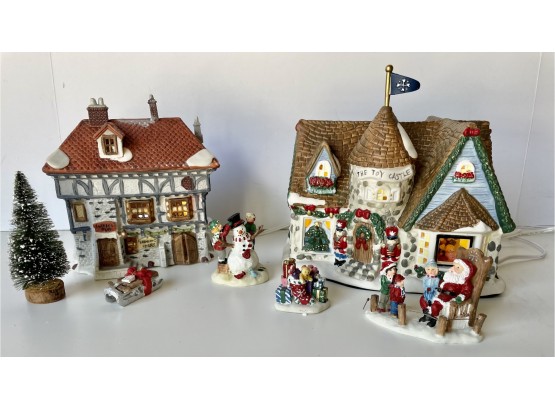 Heritage Village Collection Dickens Village Series 'tuttle's Pub' With Snowflake Falls Toy Castle