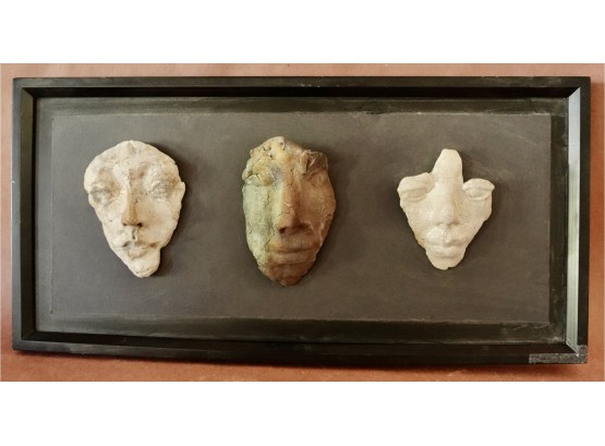 Mounted Ceramic Faces By Ann Hoyt