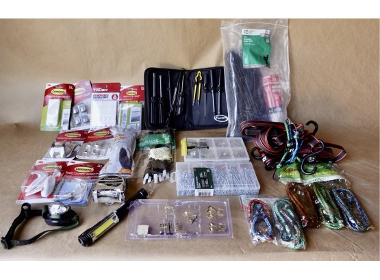Command Strips, Picture Hanging Kits, Bungies, Tie Downs, And More