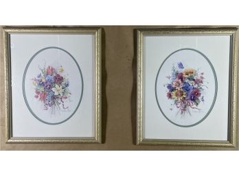 Pair Of Barbara Mock Floral Prints In Frames