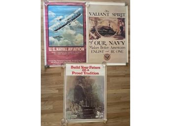 3 Vintage Navy Posters