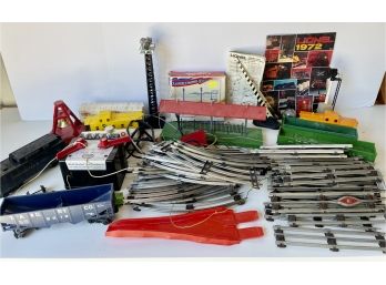Assorted Train Items, Including Tracks, Train Depot,  Lionel Track Switch, 1972 Lionel Catalog & More