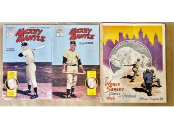 2 Mickey Mantel Comic Books And A 1936 World Series Program