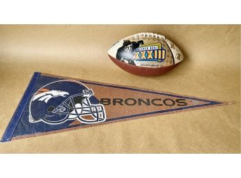Denver Broncos 1999 Super Bowl Xxxiii Champions Ball And Broncos Pendant
