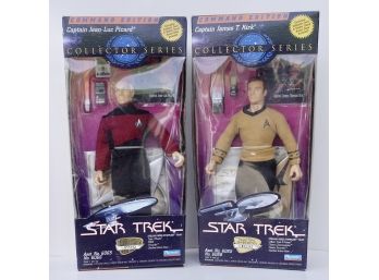 Star Trek Collector's Series Command Edition Captain James T Kirk & Captain Jean-Luc Picard Action Figures In