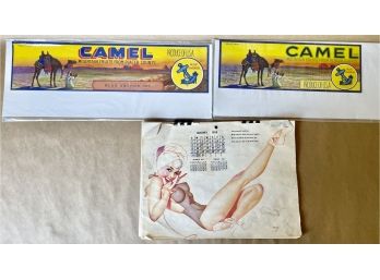 Mid Century Pin Up Calendar With Camel Cigarett Label