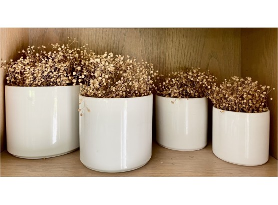4 White Ceramic Planters From Holland