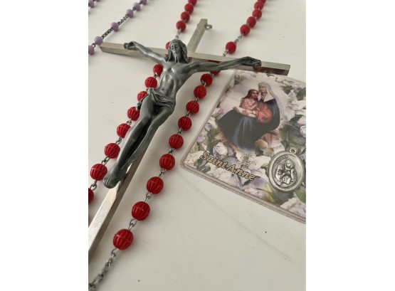Assorted Rosaries And Other Religious Items