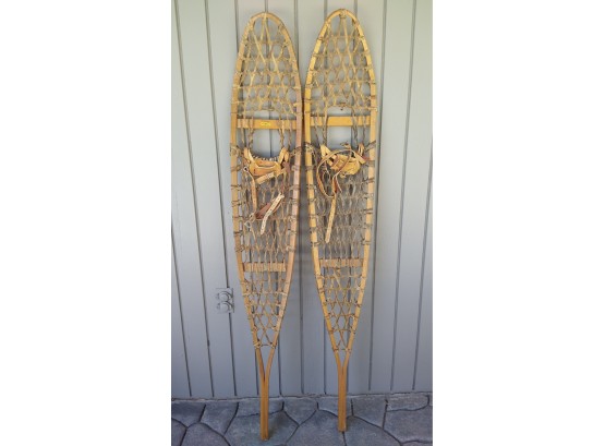 Antique Northwoods Brand Safesport Co. Leather Snowshoes