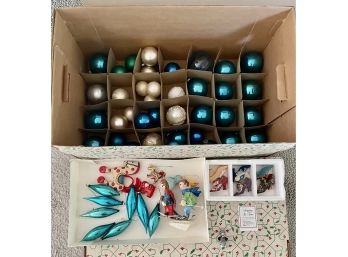 Box Of Vintage Christmas Ornaments