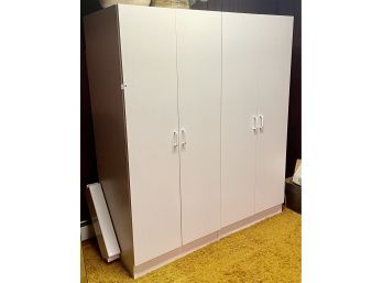 2 White Particle Board Cabinets
