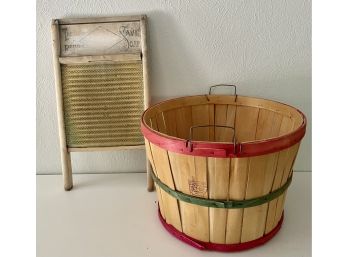 Harvest Basket & Antique Wash Board