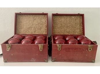2 Boxes Of Antique Red Comet Glass Fire Extinquishers