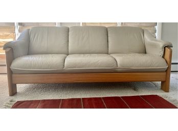 Ekornes  Made In Norway Leather & Oak 3 Seat Sofa