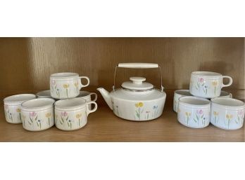 Vintage Studio Nova Fresh Mint Tea Pot And 11 Tea Cups