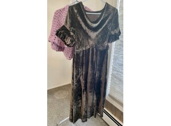 Vintage Velvet Dress And Crocheted Shawl