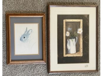 2 Pieces Of Signed Art Work Including Water Color By Ray Ayers