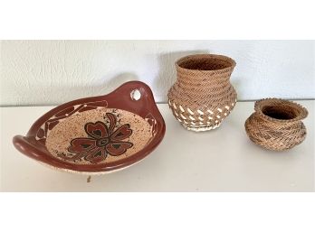 Handwoven Basket And Mexican Folk Art