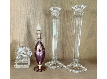 Crystal Candle Sticks, Bohemian Glass, Perfume Bottle & More