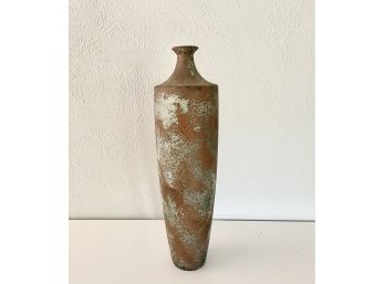 Tall Vase Appears To Be Painted Glass But Could Be Ceramic