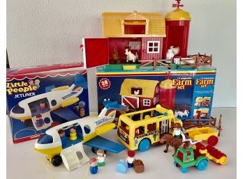 Vintage Fisher Price & Lil Playmates Toy Sets With Boxes